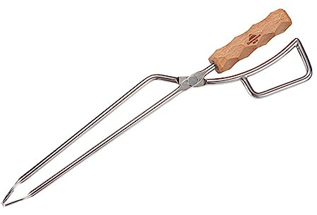 Grill Holzkohleklemme aus Edelstahl und Holz, Hitzebeständig
