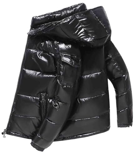 EWFAS Männer Gesteppte Padded Shiny Puffer Blase Thick-Jacken-Mantel Metallisch glänzende Jacke Männer ultraleichte Stehkragen Jacke Winter Männer Mantel