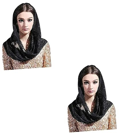 VALICLUD 2stücke Katholischer Spitzen-schleier Für Damen Elegantes Kopftuch Für Kirche Und Hochzeiten Leicht Elastisch Und Komfortabel Vintage Floral Design Für Besondere Anlässe Und