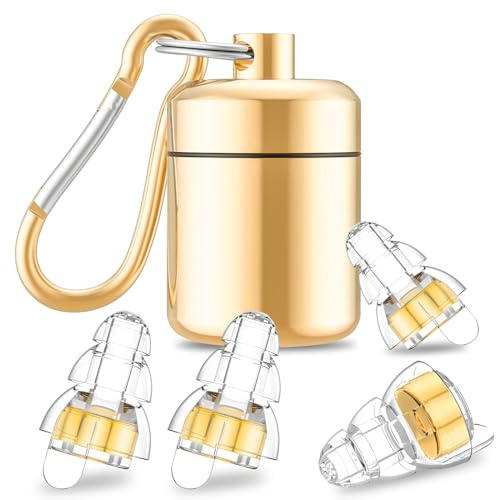 LitoMagic Tapones para los oídos de concierto de alta fidelidad, reducción de ruido y protección auditiva para música en vivo, festivales, discotecas, 24 dB, 2 pares (dorado)
