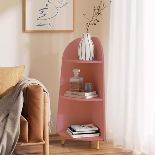 YCKEGEW Eck-Display-Regal 3-stufiges Leiterregal Für Kinderzimmer Mehrzweck-Lagerregale Für Bücher, Puppen, Vertikales Freistehende Aufbewahrungsregale Für Kleinen Raum(Color:Roze)
