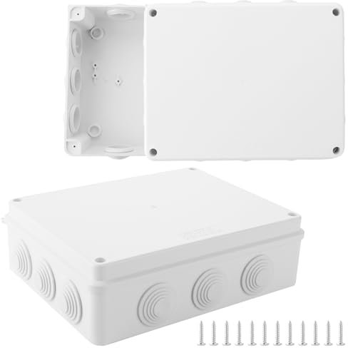YAYODS 2 pieces 255 x 200 x 80 mm surface-mounted junction box - ABS plastic junction box waterproof IP65 - junction box waterproof - junction box surface-mounted white - terminal box - cable junction