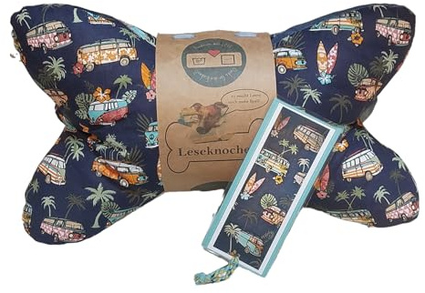 Generisch Leseknochen Upcycling Kult Camper Peace | Polyesterfaserbällchen ÖkoTex 100, Stützkissen mittlere Härte, waschbar 30°C, mit Lesezeichen