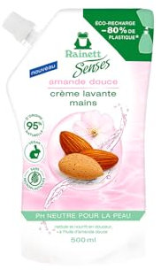 RAINETT Senses - Savon Mains Amande Douce - Nettoie En Douceur & Nourrit - 95% d'Ingrédients d'Origine Naturelle - Tous Types de Peaux - Eco-Recharge 500 ml