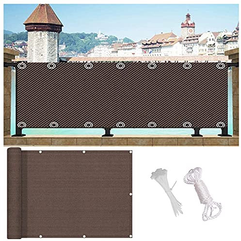Balkon-Gartenabdeckung, 1 x 2 m, mit multifunktionalen Sichtschutzwänden, Höhe 0,6/0,7/0,8/0,9/1 m, Braun, inkl. Kabelbindern, Seilen