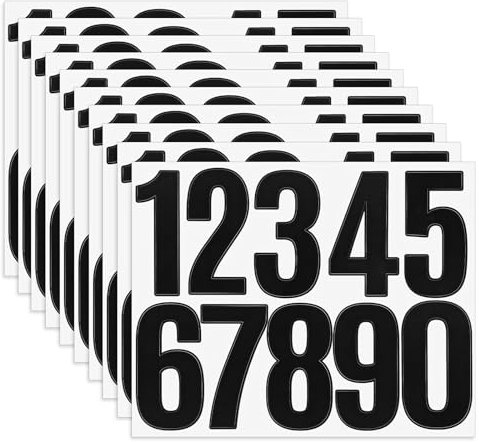 12 Blatt Briefkasten Zahlen Aufkleber 7cm Zahlen Aufkleber Klebezahlen Wasserdichte Wetterfest Schwarz Große Sticker 0-9 Selbstklebendes für Postkasten Schilder Hausnummern