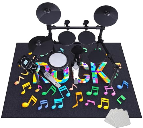 JaevKwzy Schallschutzmatte - Drum-Teppich - Schlagzeugteppich - Schallschutz Teppich - 130 x 100 cm rutschfeste Trommelmatte für E Drum - Elektronisch Schlagzeug Snare Drum Rug - Schalldicht Teppiche