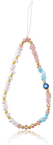 Mikovivi Evil Eye Phone Charm, Cute Beaded Phone Wrist Strap Evil Eye Phone Lanyard Beaded Phone Charm Cell Phone Chain Lanyard Perfect Phone Chain Strap Keychain for Women