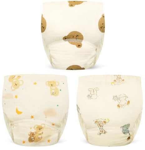 Aolso Culotte Apprentissage Propreté Garcon Fille Culotte d'apprentissage Enfant Lavable, Lot de 3 pour Enfants pour Filles et Garçons pour Bébé 1-5 Ans(100)