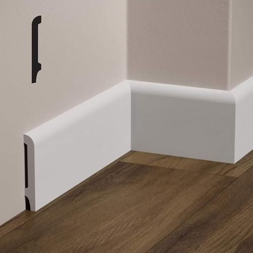 Eternal Parquet Battiscopa Becco di Civetta in POLIMERI FeelingWood-HD 101x15mm - Bianco (Prezzo al Metro)