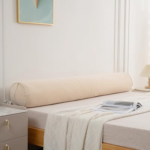 DUOLEH Rundes Nackenrolle, langes Schlafkissen, Nachttischschutz, Rückenstützkissen für Massage und Yoga, Bettlückenfüller, Bettkissen, Armlehnenkissen (150 x 20 cm, Weiß)