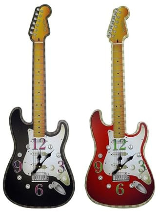 Puckator Guitar Shaped Picture Clock - Wall Clock Clocks - Mens Cute Cool Preppy Home Gaming Room Bedroom Office Decor Decoration - Asthetic Accessories Stuff Men Things