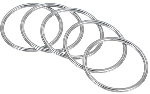 PATIKIL 5 Stück 4x60mm Metall O-Ringe, 304-Edelstahl O-Ring, geschweißte Rundringe, Taschenzubehör, Metallringe, DIY-Zubehör für Gürtel, Nähen, Hundehalsbänder, Karabiner, Gurtbänder