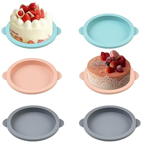 PHMING 6-Stück Silikon Backform Rund-Set, 10 cm Runde Tortelettförmchen | Innendurchmesser Heißluftfritteuse Eierform, Hitzebeständiges Silikonformen für Backen zum Backen von Kuchen und Gebäck