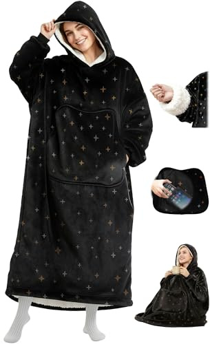 Mewaii Decke mit Ärmeln, Große Tasche, Geschenk für Frauen | Beidseitig mit Flanell und Sherpa, Knöchellang, verstecktes Handyfach, Waschbar