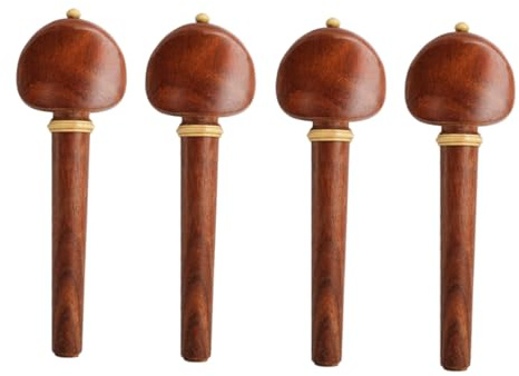 Redwood Cello Pegs 4 Piece Solid Wood Shaft Handle Accessory | Classic Vintage Design, Accurate Grinding and Dense Build, Smooth Texture for String Sound Improvement