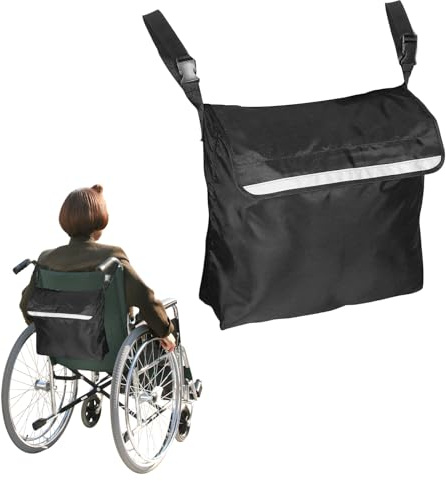 Wheelchair Backpack,Large Capacity Wheelchair Bags for Back of Chair,1PCS Black Universal Wheelchair Bag,Waterproof Wheelchair Storage Bag for Most Wheelchair, Scooter, Walker,Rollator