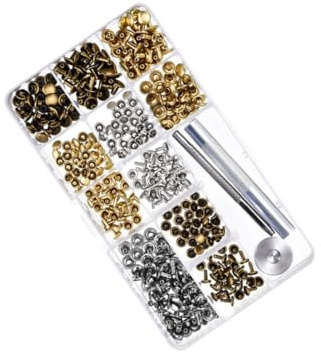 FONDOTIN 240set Kit Di Strumenti Per Bottoni Automatici in Metallo Doppia Faccia Rivetti Pressione Per Lavori Artigianali in Pelle Con Accessorio Di Installazione Scatola Trasparente Per