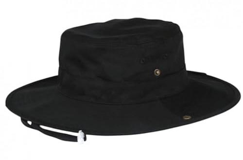 Nyls Creación Grand Bob Safari Negro Cordel Hombre Mujer - Sombrero Bob Grande de Algodón - Unisex, Negro , Talla única