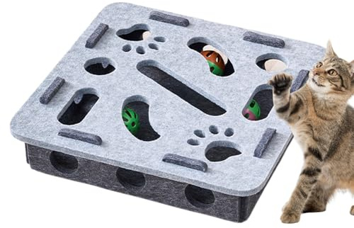 Miyanvuo Katzen Puzzle Spielzeug | Anregendes Katzenspielzeug - Denkspiel Sinnesanregung Bewegungsbahn Mit Bällen Für Bewegung Geistige Anregung