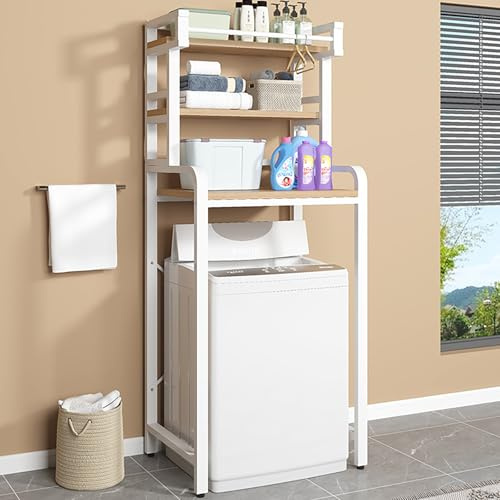 Washer Dryer Shelf Unit Over Washer Storage Rack Laundry Room Washer Dryer Combination Stand Bathroom & Laundry Support Brown 72in/183cm