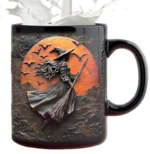 Tazza da tè con streghe, 325 ml, in ceramica, per momenti di relax, collezione personale, routine mattutina, casa, fine settimana, libero