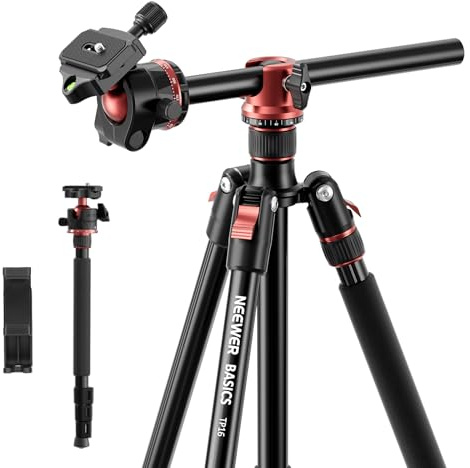 NEEWER BASICS Monopiede Treppiede Fotocamera da 1,8m con Colonna Centrale e Testa Sfera, Overhead Tripod DSLR Cellulare a Sgancio Rapido Compatibile con iPhone per Riprese Video Viaggio, Max 8kg, TP16