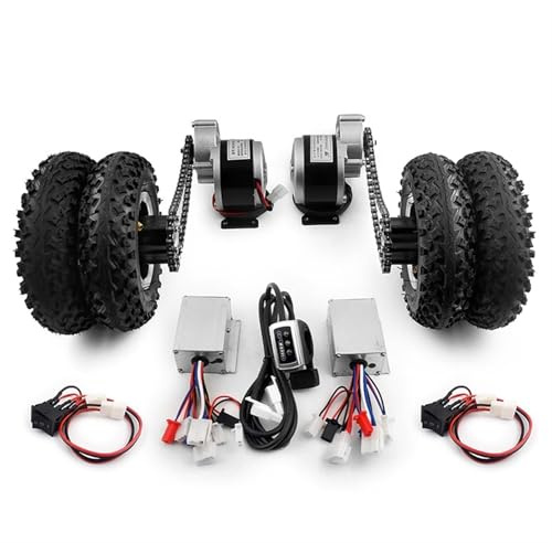 Kit di conversione della carriola elettrica a doppio motore da 500 W Facile da trasportare Set di ruote doppie da 8 pollici da 400 libbre for bici da spiaggia elettrica Fai da te facile