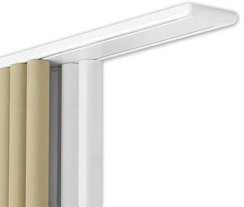 Bastone Per Tenda, Binari Per Tende A Doppia Fila, 1-6 m Sistema Da Soffitto Nascosto, Binario In Lega Di Alluminio, Scorrimento Ultra Liscio, Per Ufficio E Camera Da Letto(Bianco,1.5m)