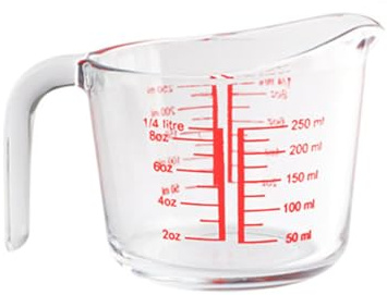 GALPADA Vaso Medidor de Vidrio Templado Resistente al Calor con Escala Precisa para Cocina y Repostería Diseño de Boca Ancha Fácil de Limpiar Seguro y Duradero