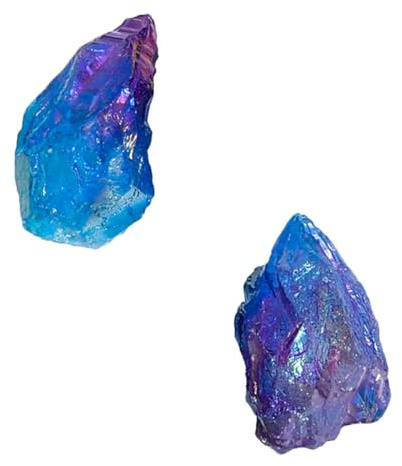 VILLCASE Columnas Decorativas De Cristal Colorido 2 Piezas, Rocas Naturales En Azul y Violeta, Adorno De Escritorio Piedras Curativas para Decoración del Hogar y Oficina