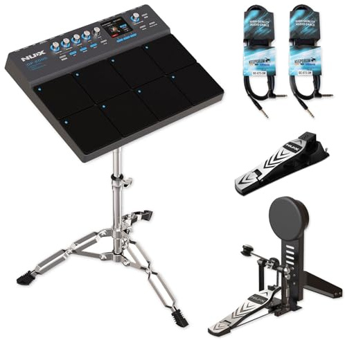 Nux DP-2000 Percussion Pad E-Drum Set with Kick Pedal HiHat and Keepdrum Cable