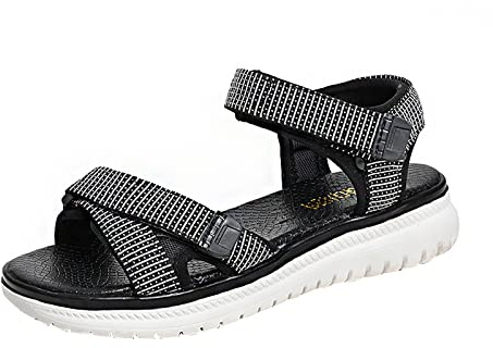 Uwdiohq Deportes Para Mujer Playa Sandalias De Estilo Sólido Casuales Zapatos Esparto Planas (Black, 37) Sandalia Plana Comoda Ladies Flat Sandals Comodas Talla 35 Hippies Womens Shoes