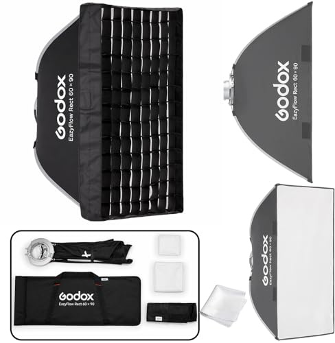 Godox EazyFlow Rect 60x90cm Large Rectangular Softbox with Bowens Mount | Studio Strobe Light Modifier for Soft Uniform Light, Ideal for Fashion Portraits, Group Photos and Studio Work