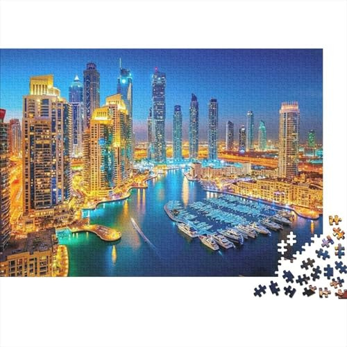 Modern City Skyline Jigsaw Puzzle for Adults 1000 Piece Jigsaw Puzzle Night Urban Lights Paper Puzzle Game Family Focus Relaxation Home Gift 38x26cm/1000pcs