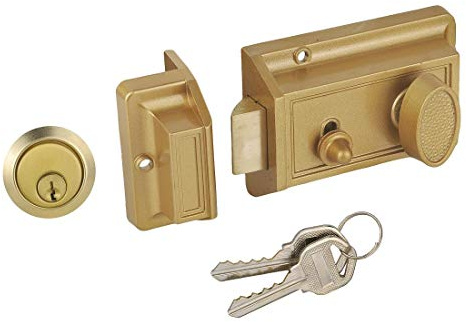 SUMBIN Night Latch Lock Zinc Cylinder with Latch Bolt Gold Finish