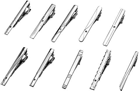 OTOTEC 10 st slips bar klämma set glida på slips bröllop affärer män formell klädsel gåva 6,9 x 0,6 cm silver