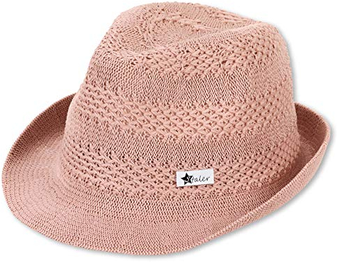 Sterntaler Strohhut Soft - Modischer Hut mit Kunstleder Logo Patch - Mädchen Sonnenhut - Baby und Kinder Kopfbedeckung - Strandkappe, mattrosa, Größe 49