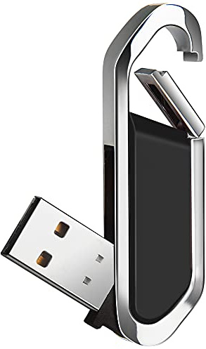 64GB USB Flash Drive Portable Metal Thumb Drive with Keychain USB 2.0 Memory Stick Pen Drive for External Data Storage, Black