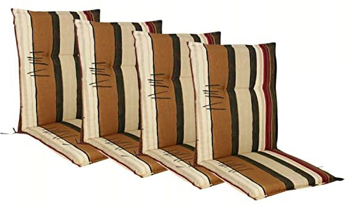 Niedriglehner Auflagen 105x50cm 4er Set Gartenstuhl Sitzpolster Gestreift