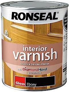 Ronseal | Interior Varnish Quick Dry Gloss | Ebony | 750ml | 39420 | Diamond Hard formulation providing resistance to heat, abrasion and moisture, touch dry in approximately 20 minutes.
