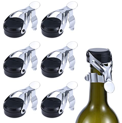 Flaschenverschluss 6 Stück Sektverschluss Edelstahl Flaschenverschluss Bierflaschen Weinverschluss Weinflaschenverschluss für die Weinsammlung, Champagner, Glasflaschen,Sekt
