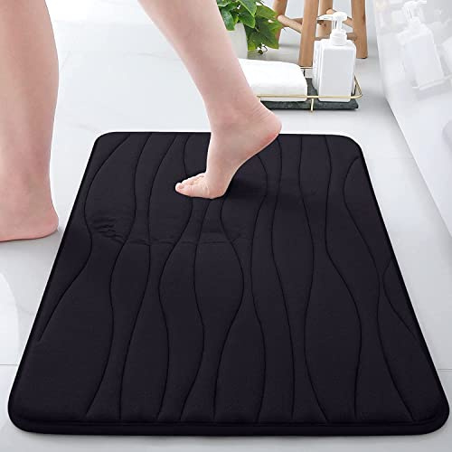Homaxy Memoryschaum Badezimmerteppich Badematte rutschfest-Schwarz,60x120cm | mikrofaser-korallensamt gefühlt, weich & komfortabel, rutschfeste rückseite, ultra saugfähig, pflegeleicht, waschbar