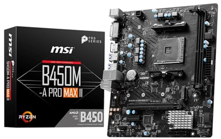 MSI B450M-A Pro MAX II Placa Base, Micro-ATX - para procesadores AMD Ryzen Serie 5000, 4000, 3000, 2000, 1000, AM4 - DDR4 Memory Boost 4133+MHz/OC, Ranura PCIe 3.0 x16, Ranura M.2 Gen3, 2.5G LAN