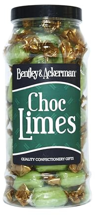 Chocolate Limes Sweets (430g) Original Retro Choc Limes Sweets Gift Jar By Bentley & Ackerman's Sweet Shop.