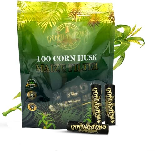 GOLD PALMS® Corn Husk Filter 100 Pack | 6-8mm | Aktivkohlefilter Ersatz für Zigaretten und Joints | Nachhaltige Maisblatt Zigarettenfilter | Kiffer Zubehör und Zigarettenzubehör ohne Schmand am Joint