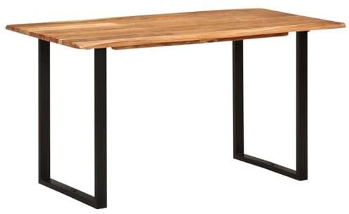 Gecheer Mesa de Comedor Industrial de Madera Maciza de Acacia - Diseño Rústico, Fácil Montaje