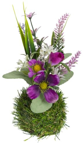 Botanic-Haus künstliche Frühlingsblumen im Grassockel mit Cosmea Farbe: lila