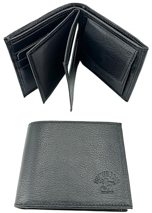 Cey Leder Geldbörse Herren I Portemonnaie mit Münzfach I viele Fächer I Echtleder Geldbeutel für Männer I Brieftasche Wallet Portmonee (Schwarz)