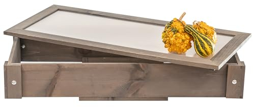 ITA Frühbeet Aufsatz aus Holz 80x37x10 cm Grau - Frühbeetkasten - Wetterfest - Polycarbonat Fenster - Made in EU - FSC Holz - Frühbeetaufsatz - Perfekt Hochbeete
